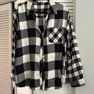 Maurices Black and White Buffalo Plaid Button-Down Shirt